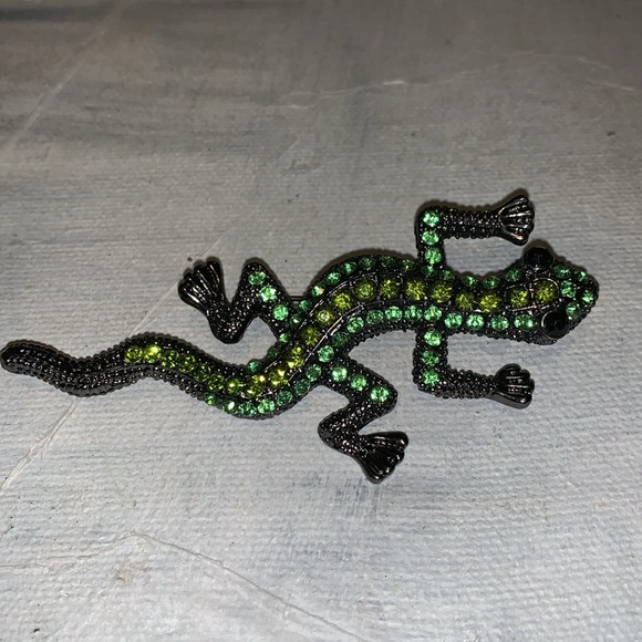 Emerald Colour VTG (style?)Lizard Gecko Reptile Rhinestones Brooch Pin - Picture 5 of 9